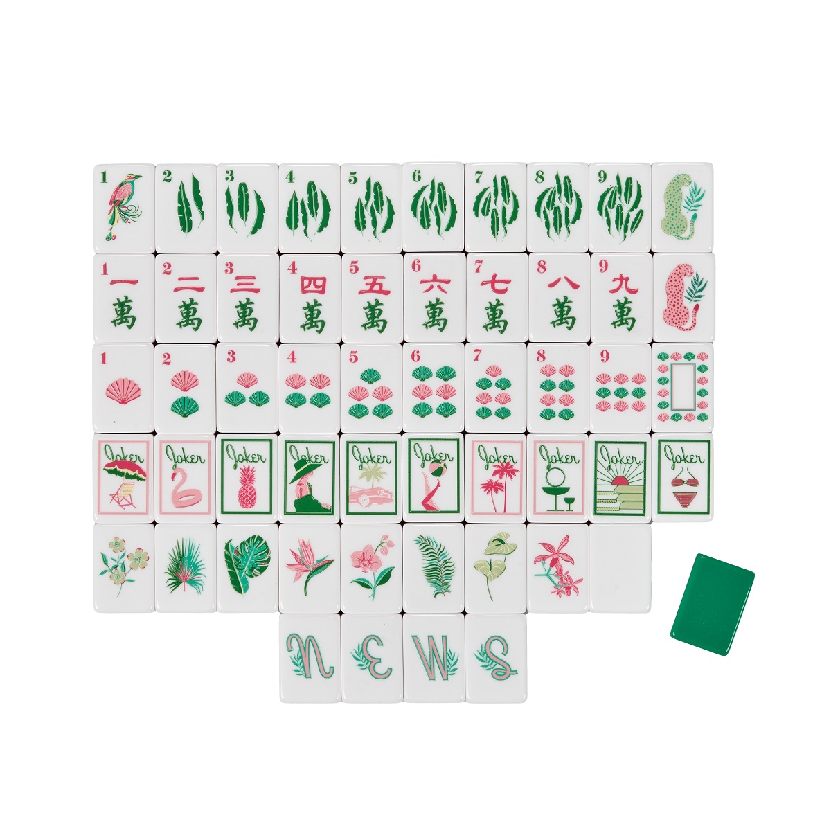 Green Bird Mahjong Tiles