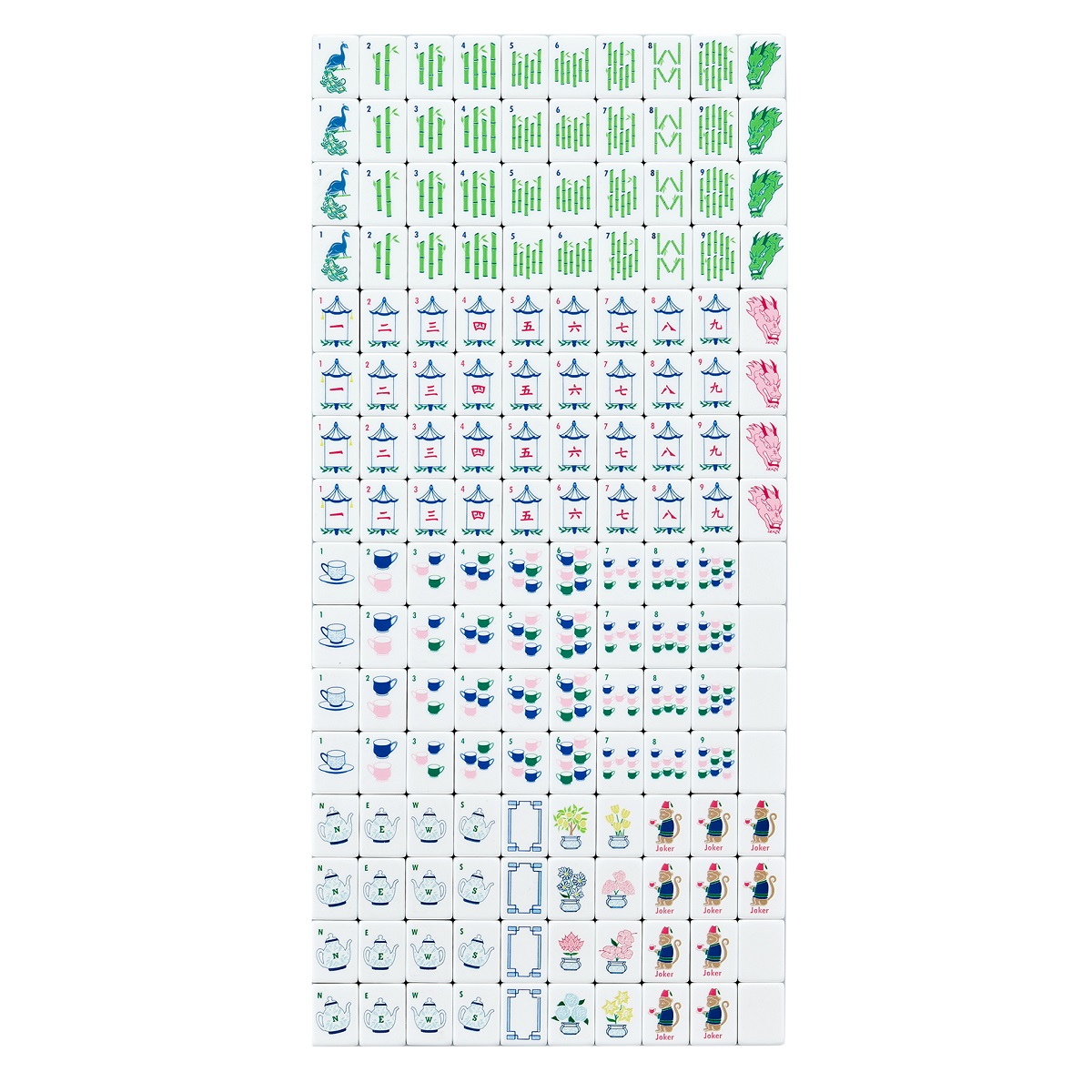Blue Monkey Mahjong Tiles