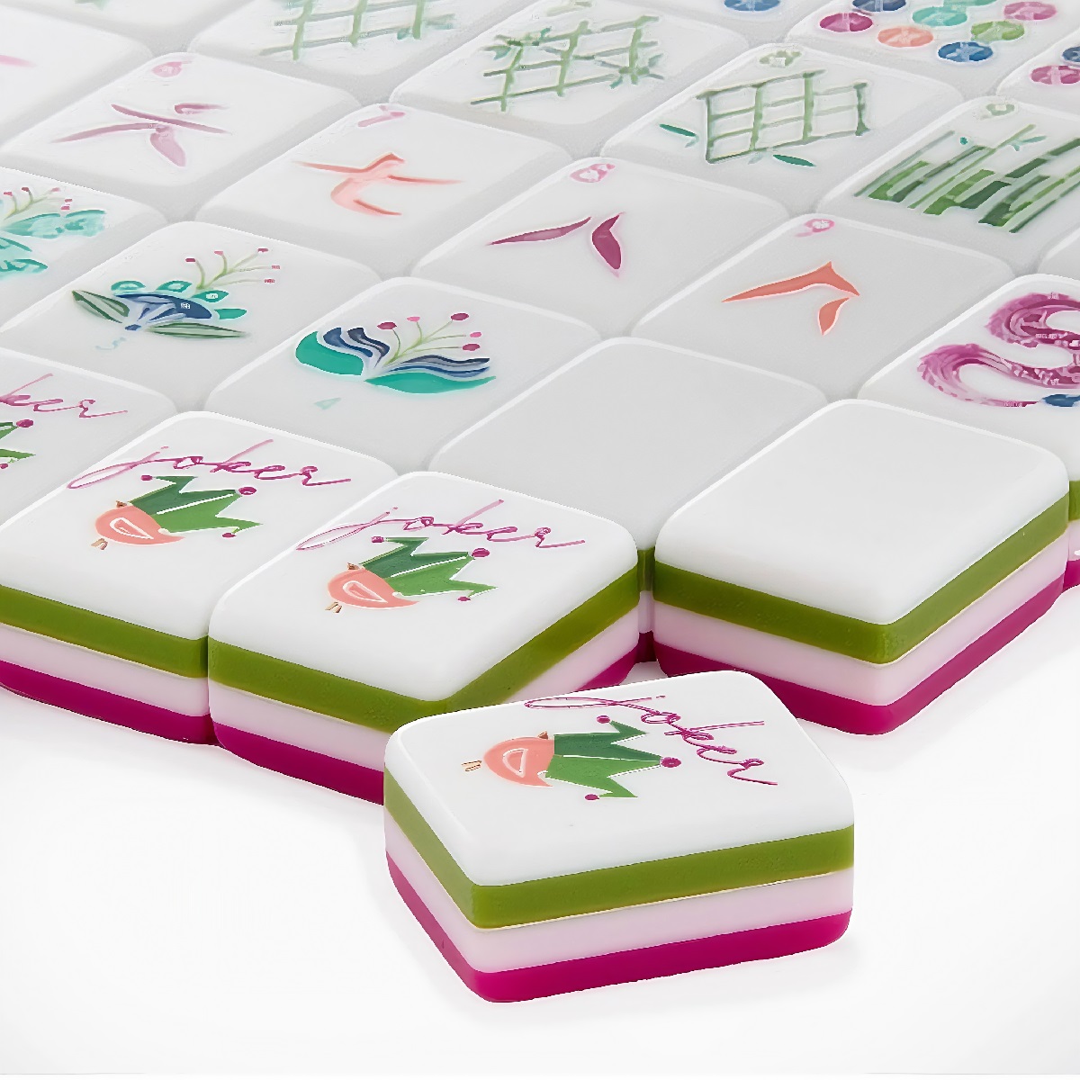 Deep Pink Dragon Mahjong Tiles
