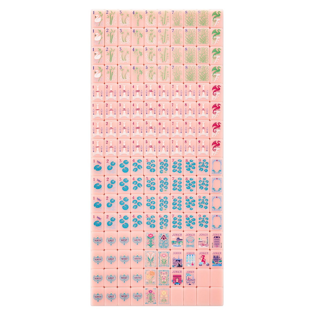 Pink Paris Mahjong Tiles