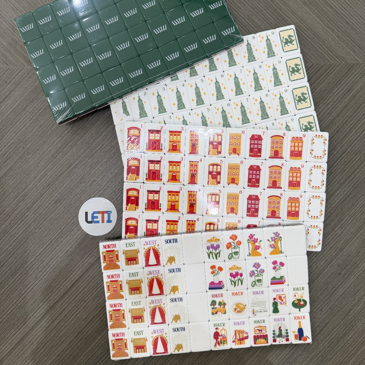 Green Paris Mahjong Tiles