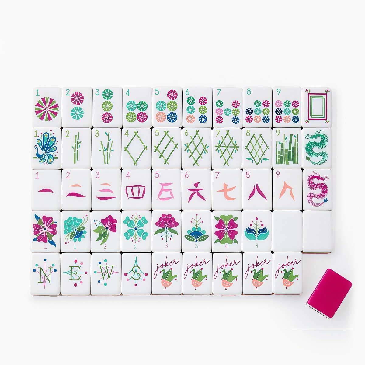 Deep Pink Dragon Mahjong Tiles