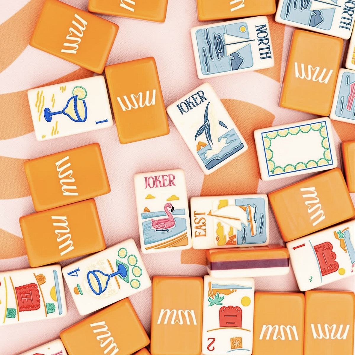 Orange Holiday Mahjong Tiles