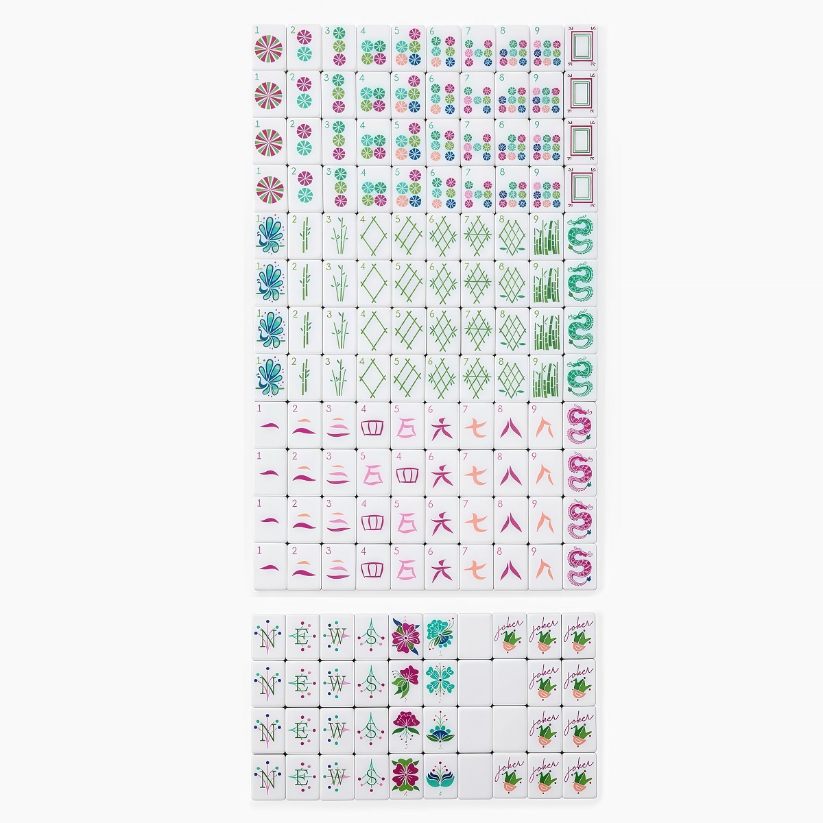 Deep Pink Dragon Mahjong Tiles