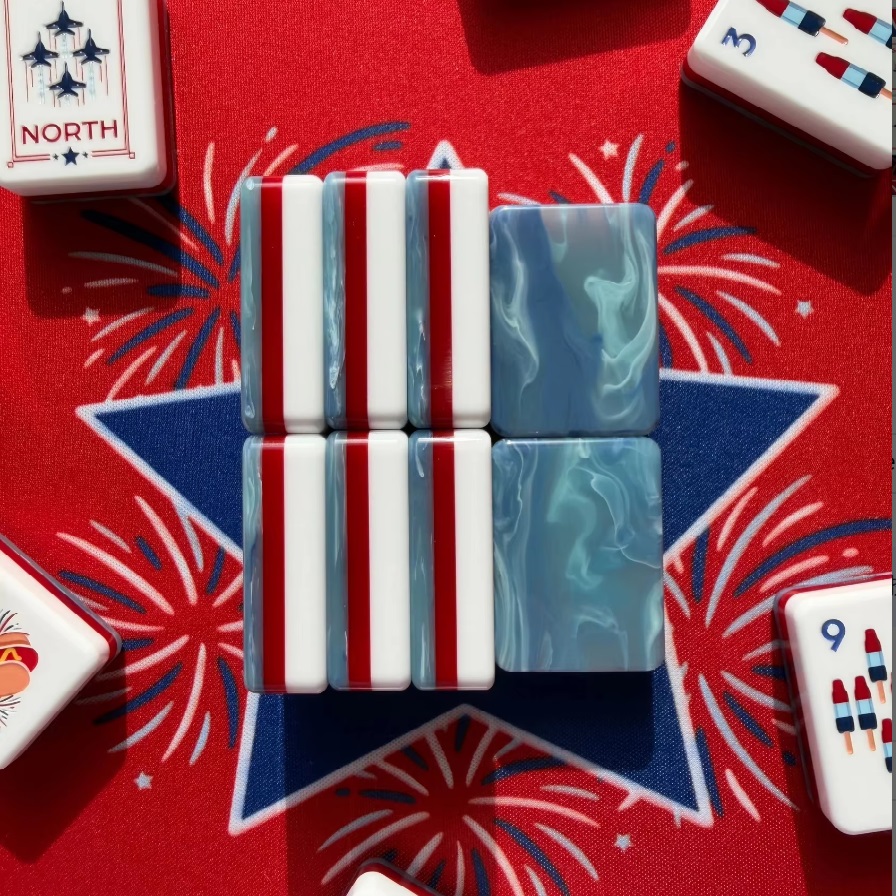 Blue Fireworks Mahjong Tiles