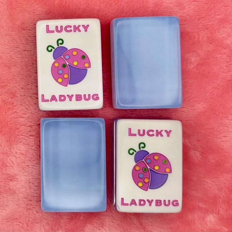 Blue Lucky Ladybug Mahjong Tiles