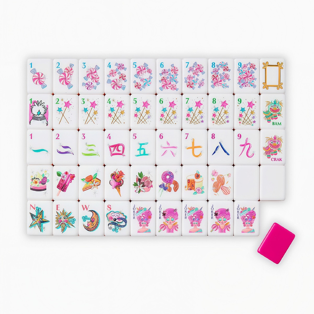 Deep Pink Candy Mahjong Tiles