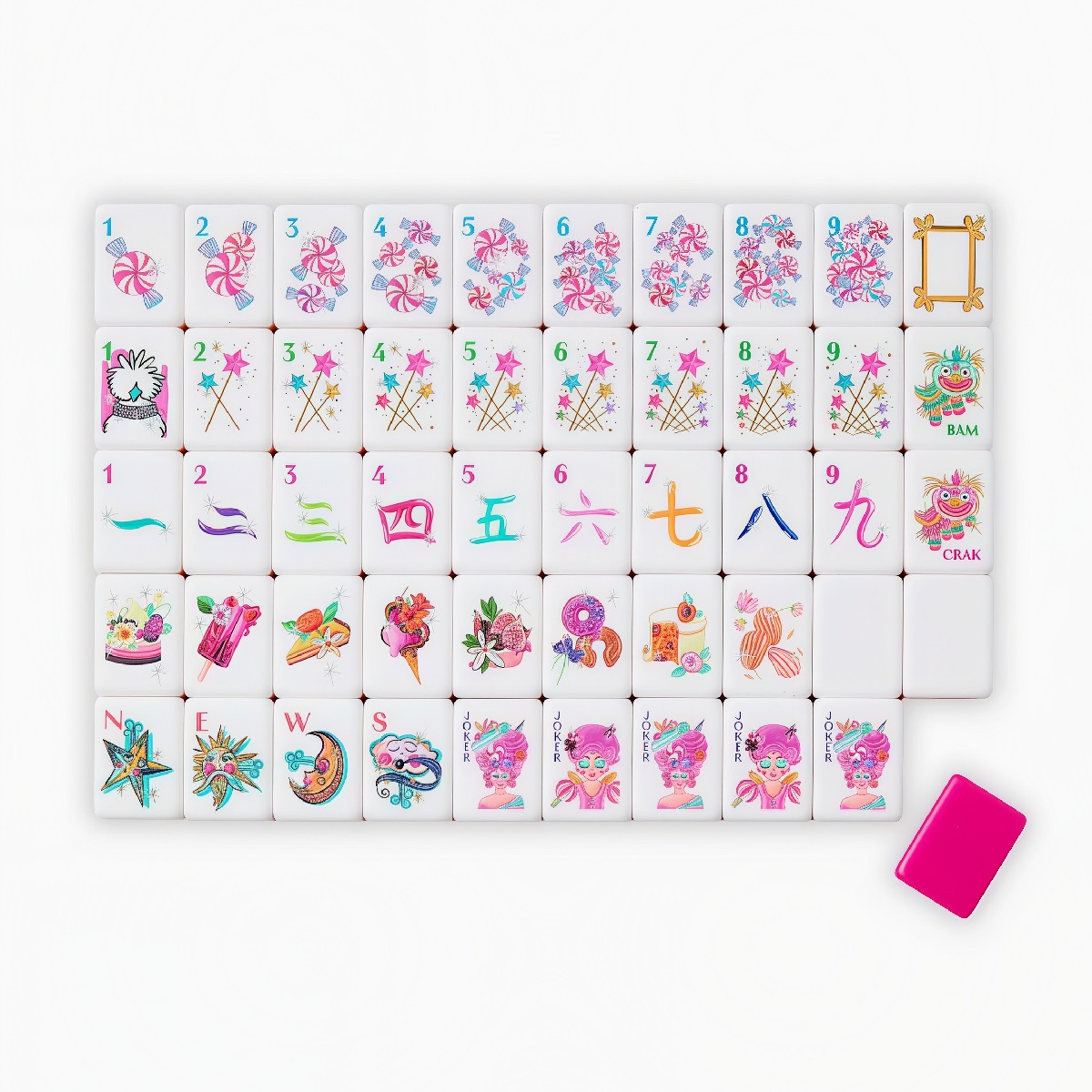 Deep Pink Candy Mahjong Tiles