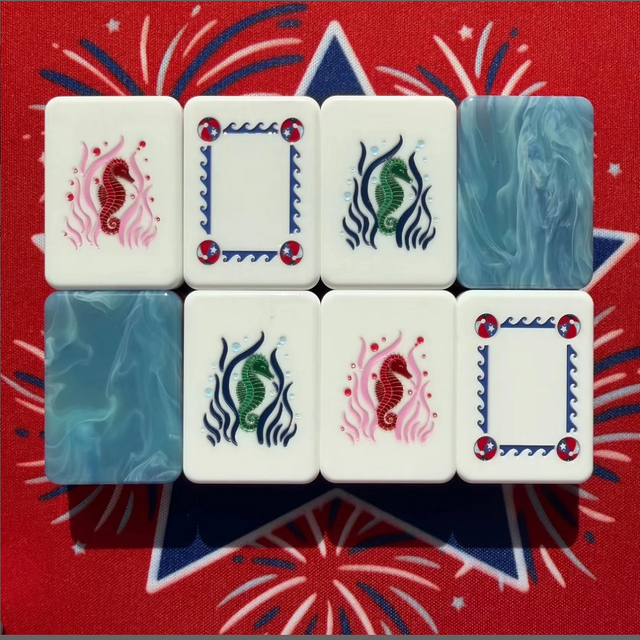 Blue Fireworks Mahjong Tiles