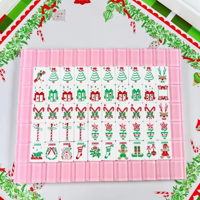 Pink Christmas Mahjong Tiles