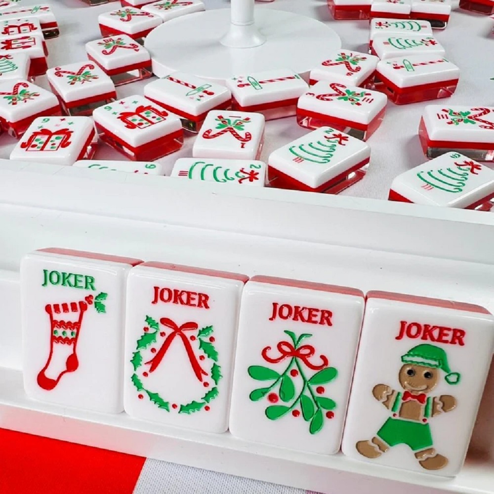 Red Christmas Mahjong Tiles