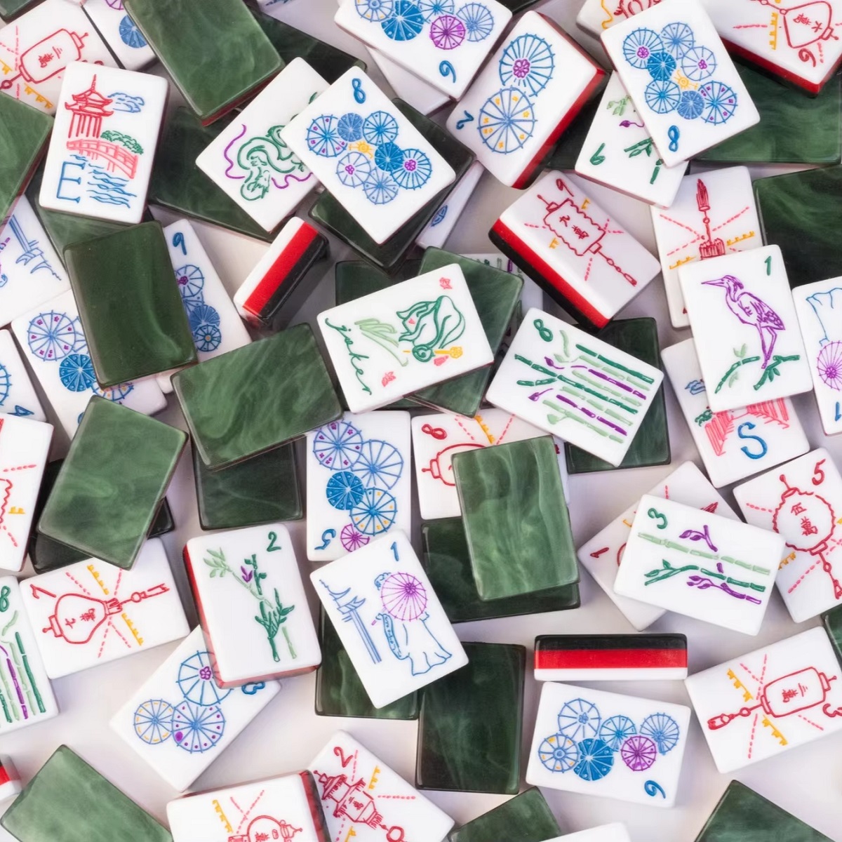 Dark Green Jade Mahjong Tiles