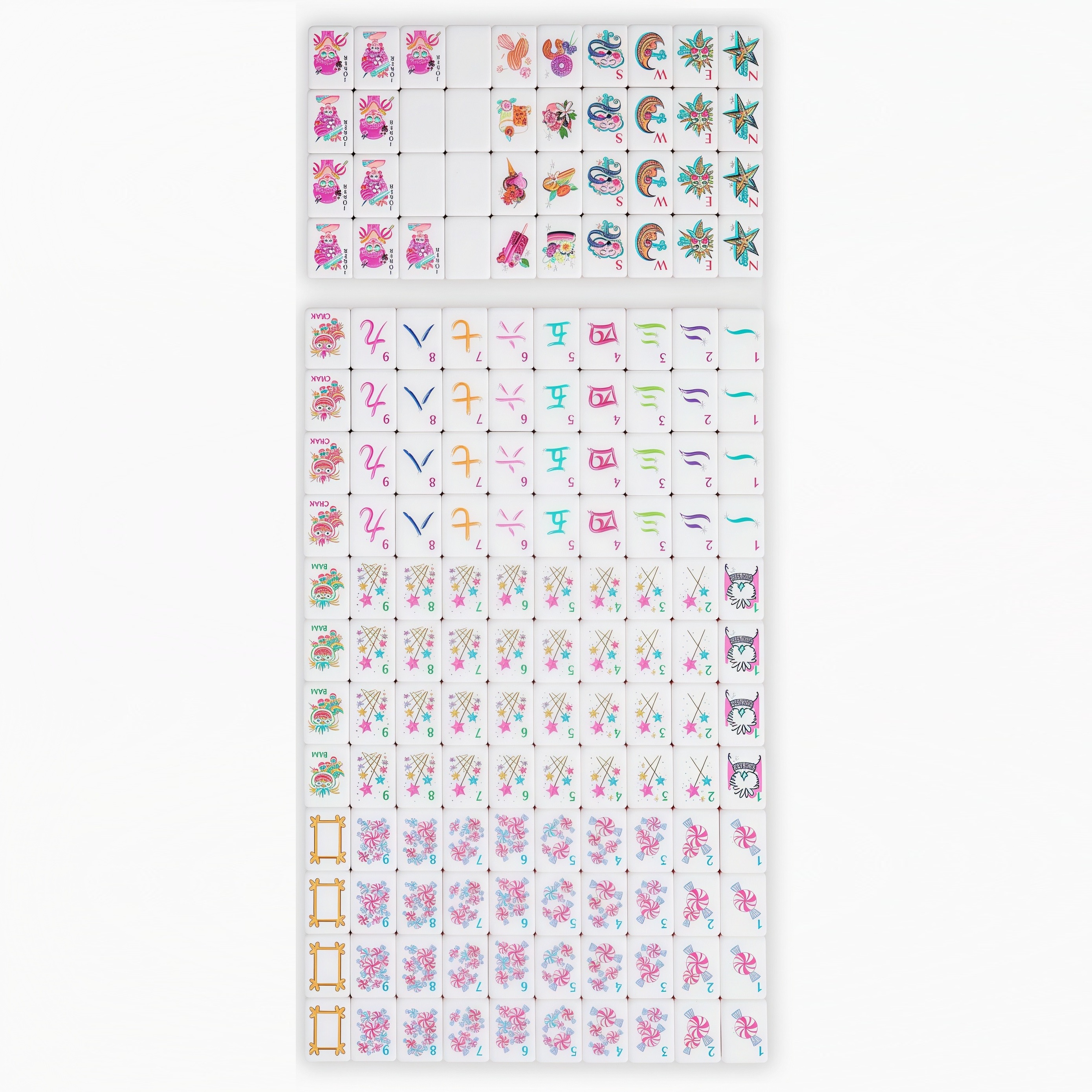 Deep Pink Candy Mahjong Tiles