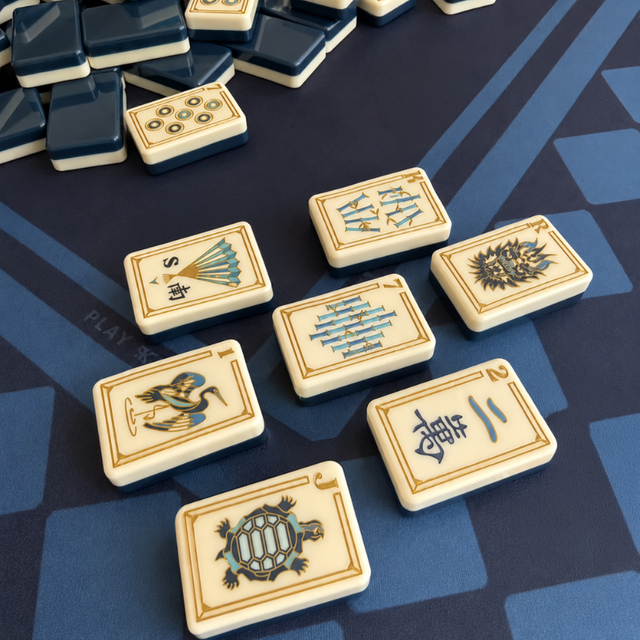 Wine Red Blue Mahjong Tiles