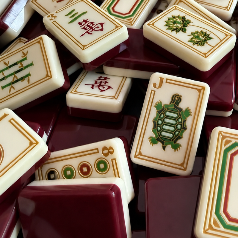 Wine Red Blue Mahjong Tiles