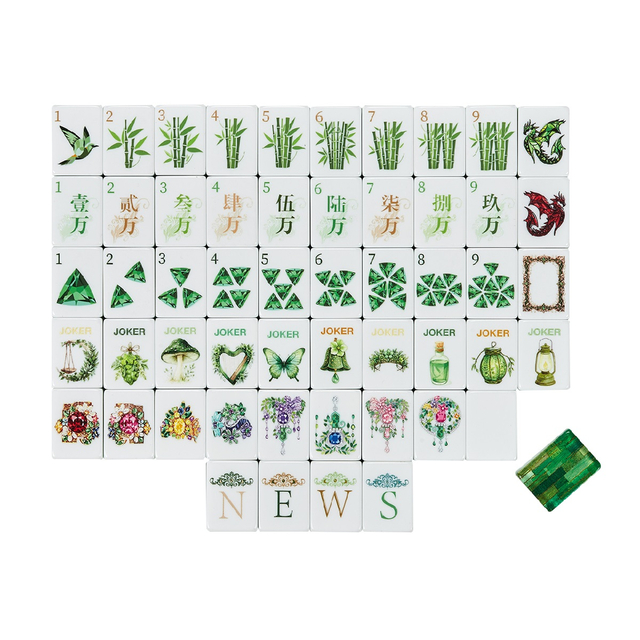 Green Butterfly Mahjong Tiles
