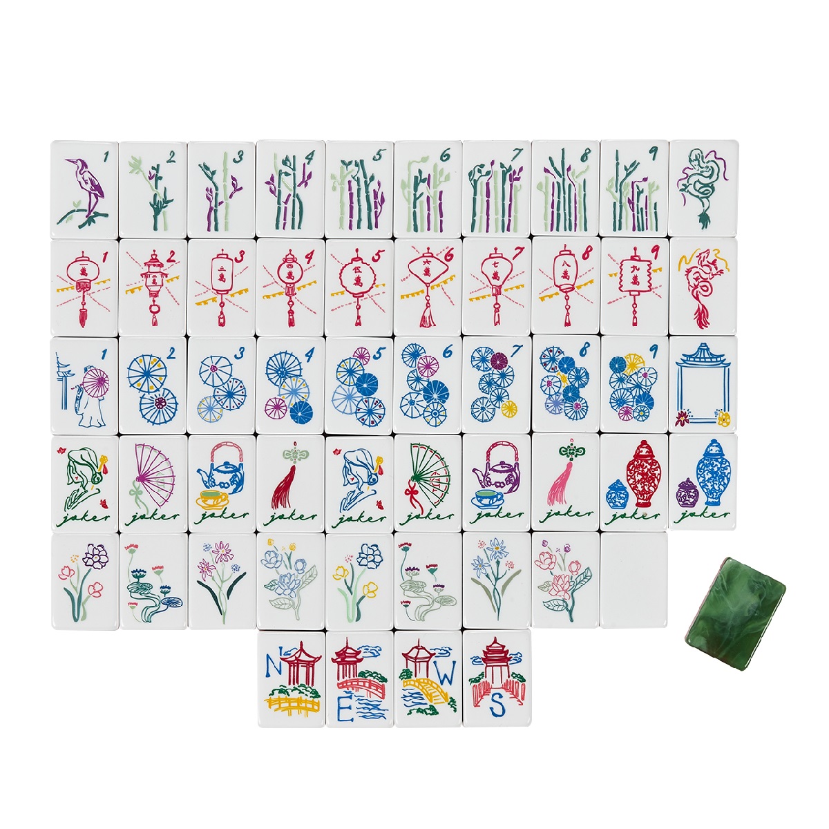 Dark Green Jade Mahjong Tiles