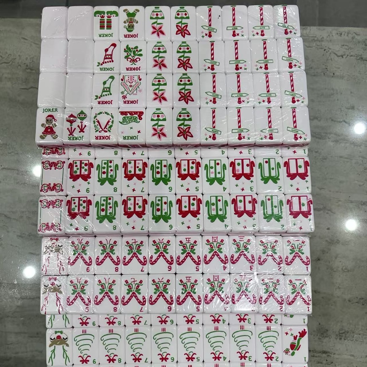 Red Christmas Mahjong Tiles