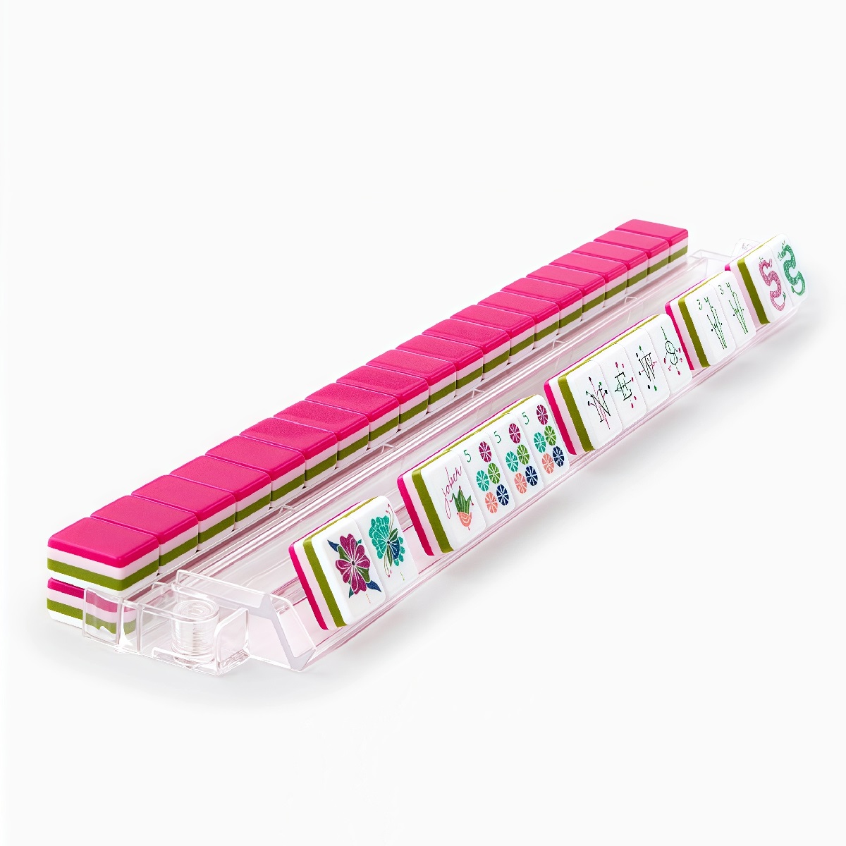 Deep Pink Dragon Mahjong Tiles