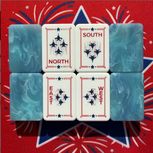 Blue Fireworks Mahjong Tiles