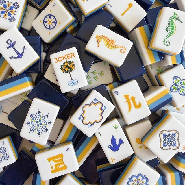 Maritime Blue Mahjong Tiles