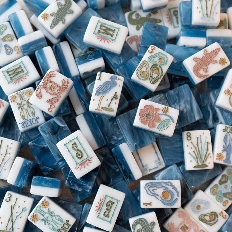 Blue waterside Mahjong Tiles
