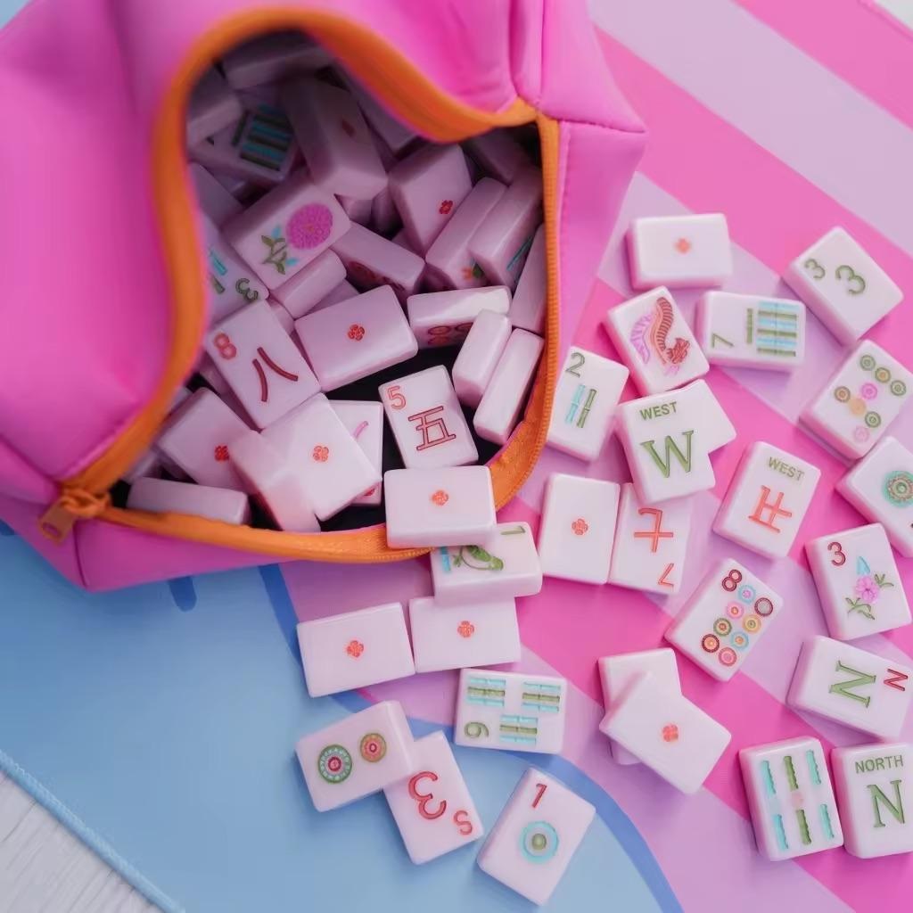 Four Seasons--pink Mahjong Tiles
