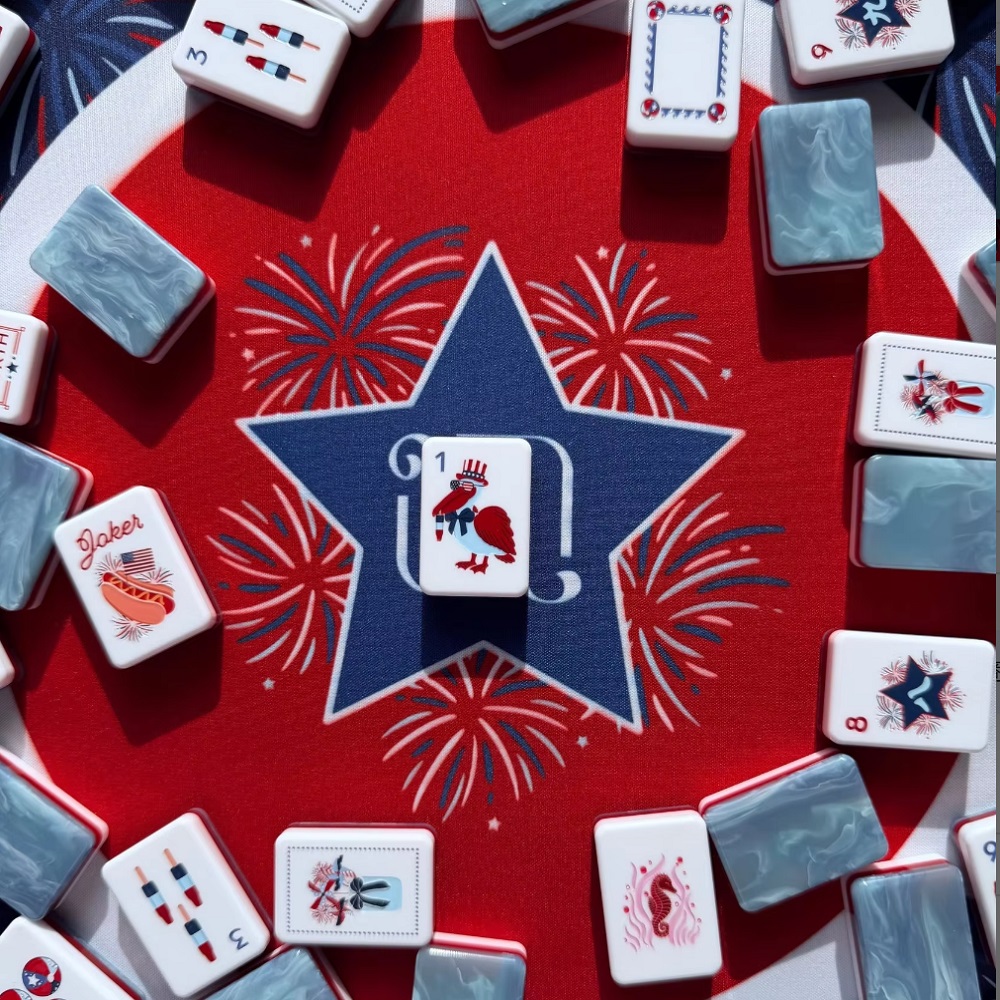 Blue Fireworks Mahjong Tiles