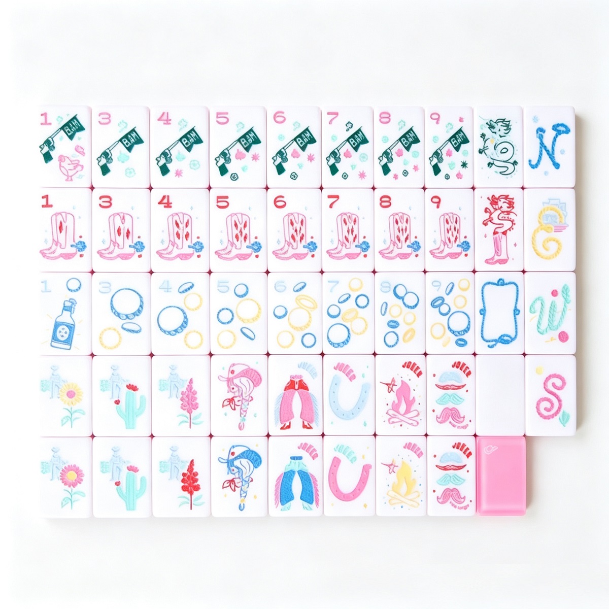 Miss Cowboy Mahjong Tiles