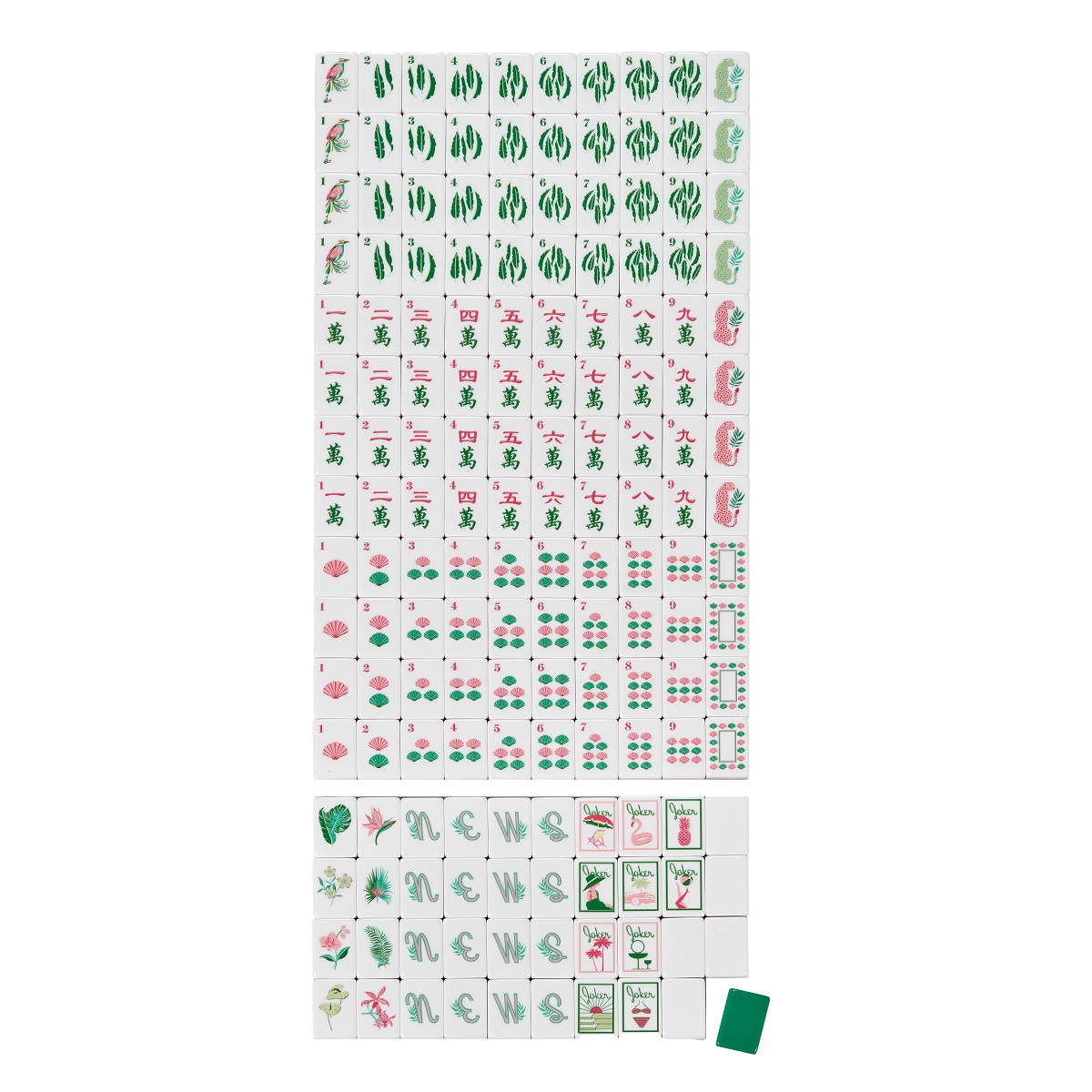 Green Bird Mahjong Tiles