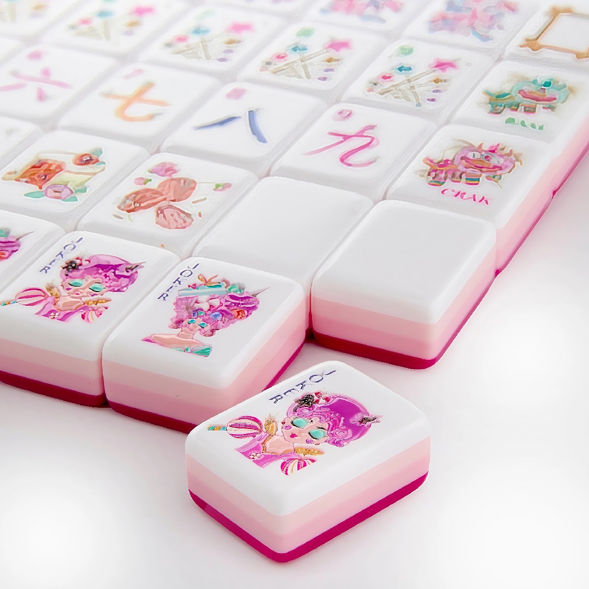 Deep Pink Candy Mahjong Tiles
