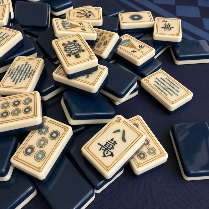 Wine Red Blue Mahjong Tiles