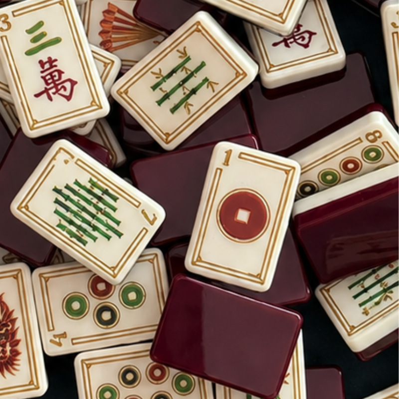 Wine Red Blue Mahjong Tiles
