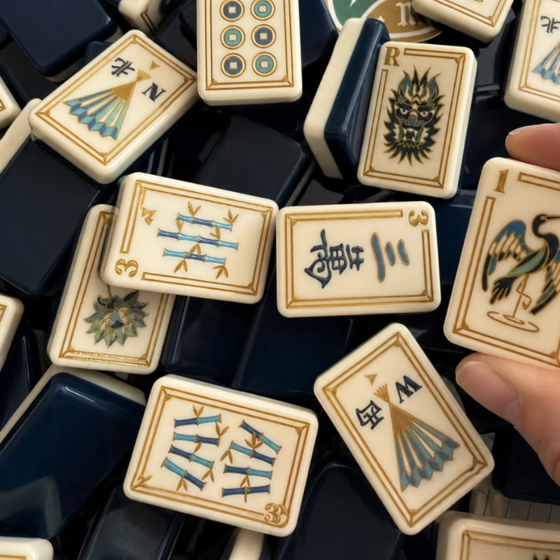 Wine Red Blue Mahjong Tiles