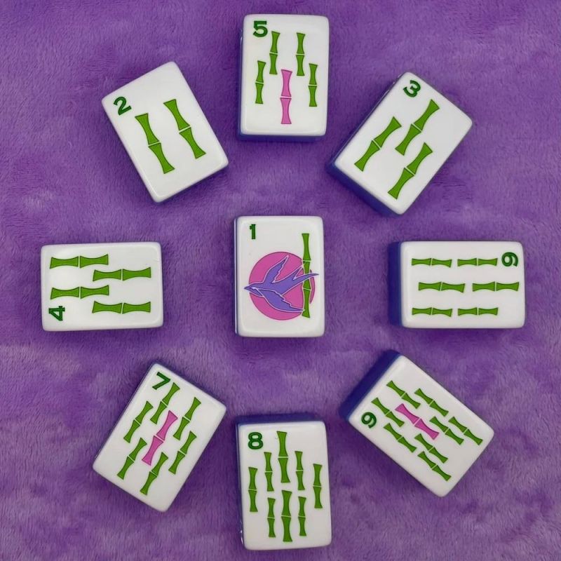 Blue Lucky Ladybug Mahjong Tiles