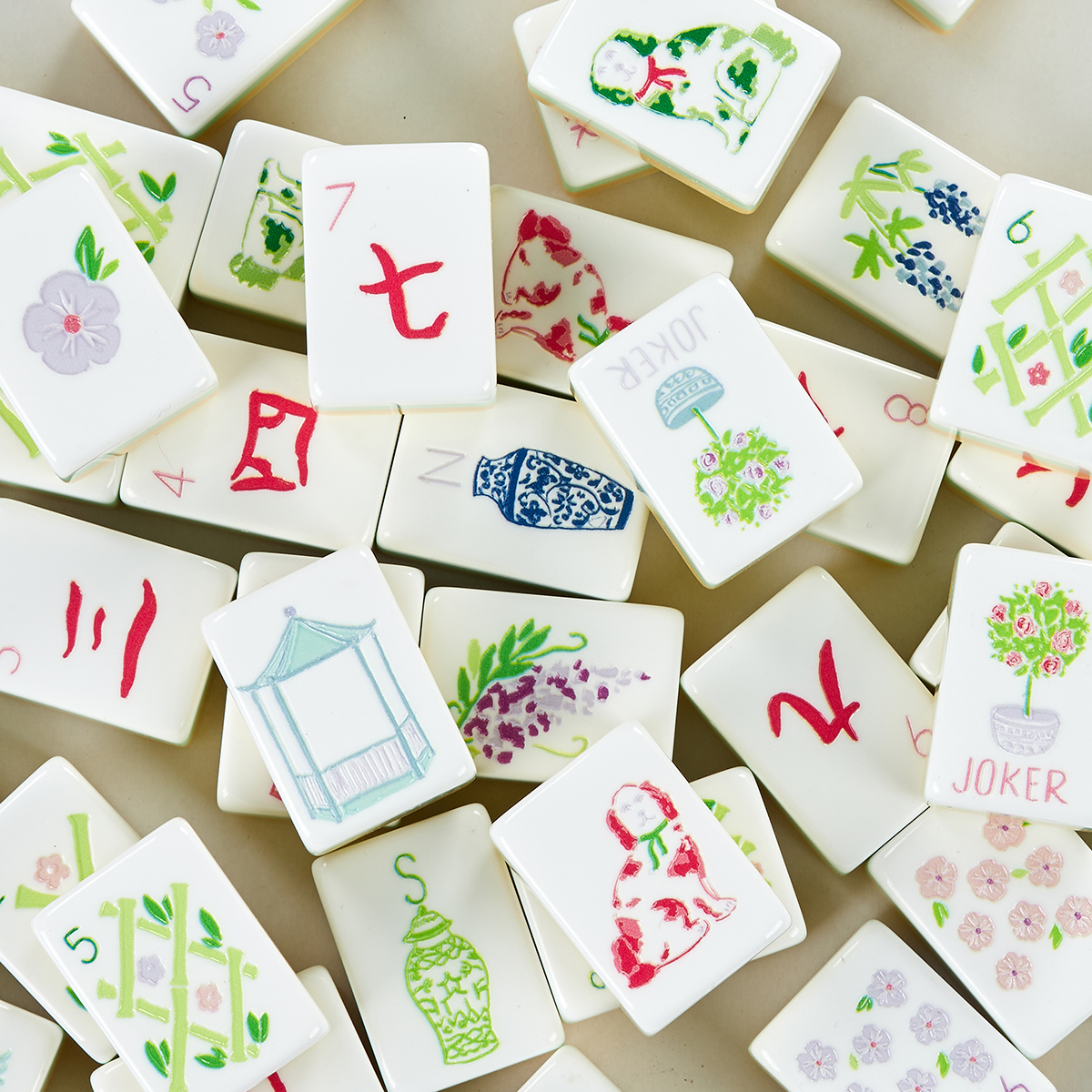 Yellow Puppy Mahjong Tiles