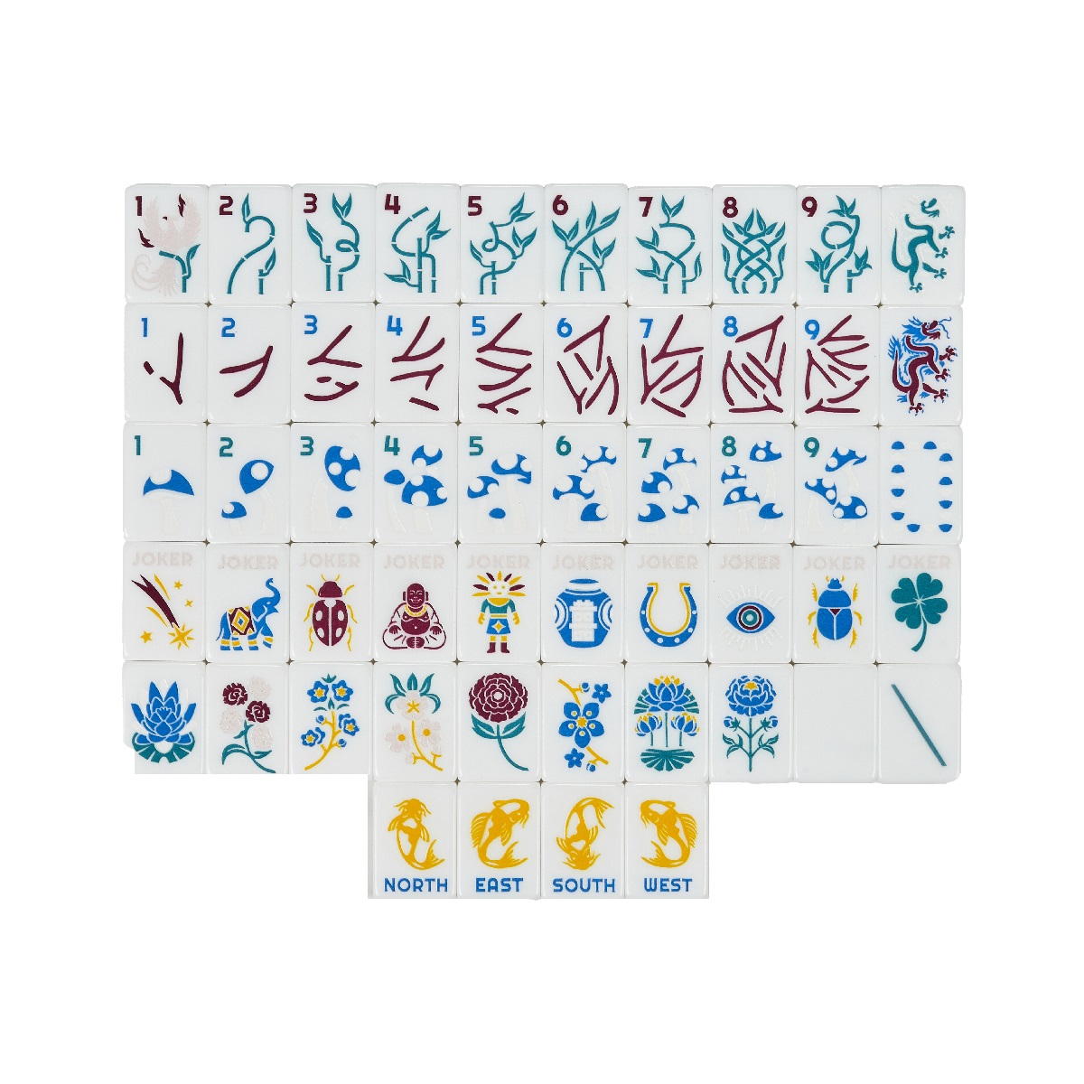 Single-layer White Purple Mahjong Tiles