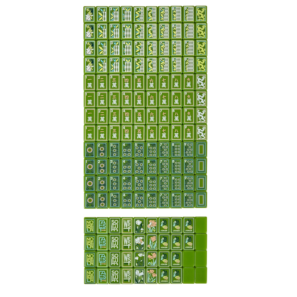 Fresh Green Mahjong Tiles